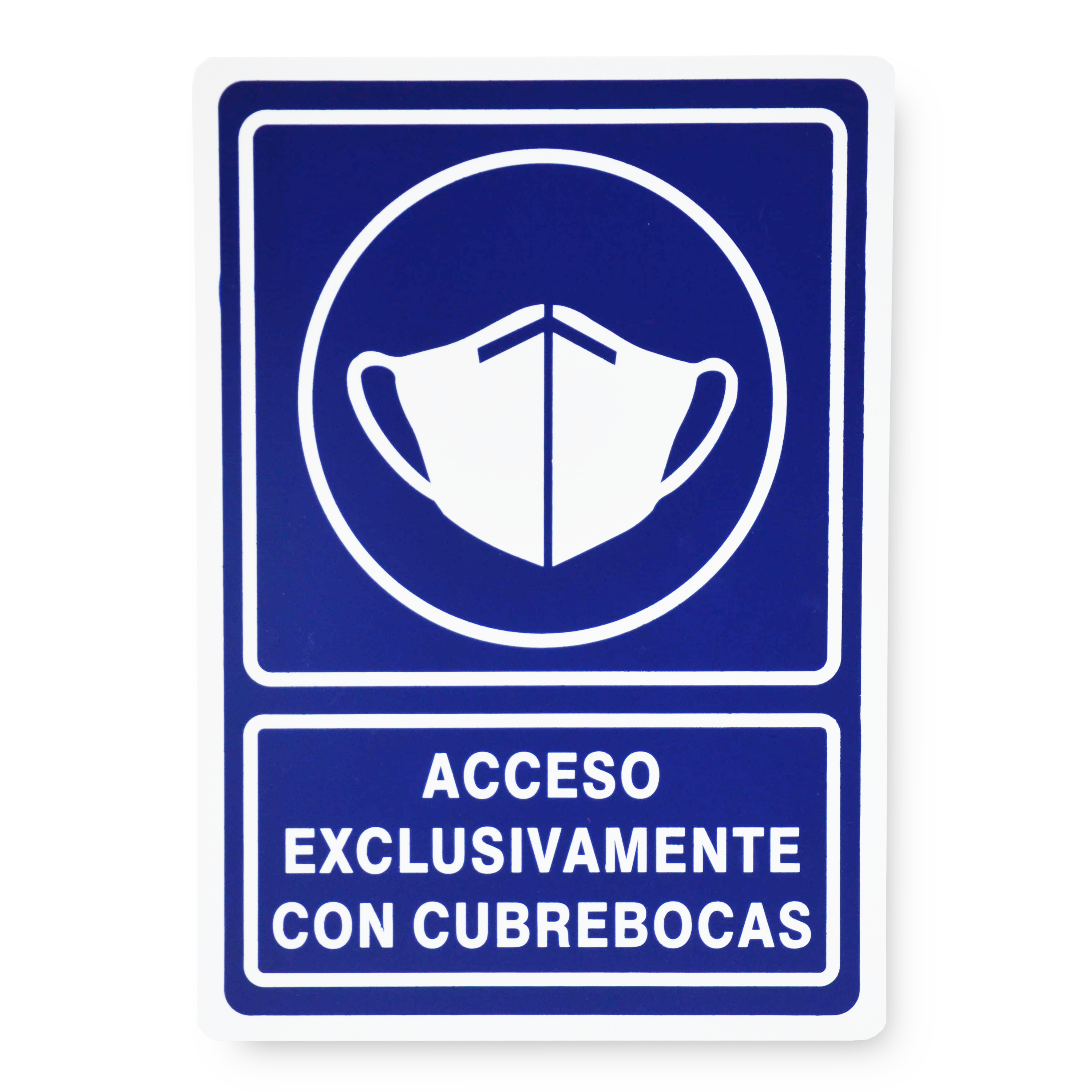 SEÑALAMIENTO ACCESO EXCLUSIVO CON CUBREBOCAS SCREEN AZUL O-10 25 X 35 CM